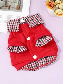 1 bộ đồ cho mèo, quần áo chống rụng lông cho chó mèo mùa thu đông - Đỏ - Xem 2