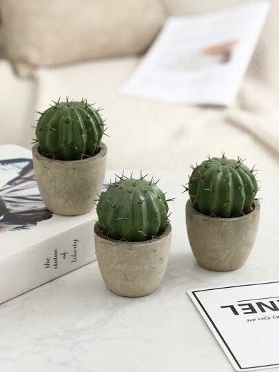 1pc Artificial Succulent Plants Potted, Assorted Decorative Faux Succulent Potted Fake Cactus Cacti Plants With Pots, Valentine's Day, Gift Gifts Birthday Graduation Home Decor Back To School Room Decor School Supplies