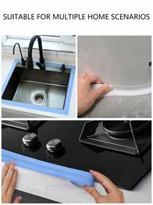 White/Black/Marble/Leaf/Flower Pattern Sealant Waterproof Sealant Mildew Proof Kitchen Sink Oil Proof Cooktop Sticker Water Block Strip Toilet Toilet Edge Seam Sealant - Multicolor - View 7