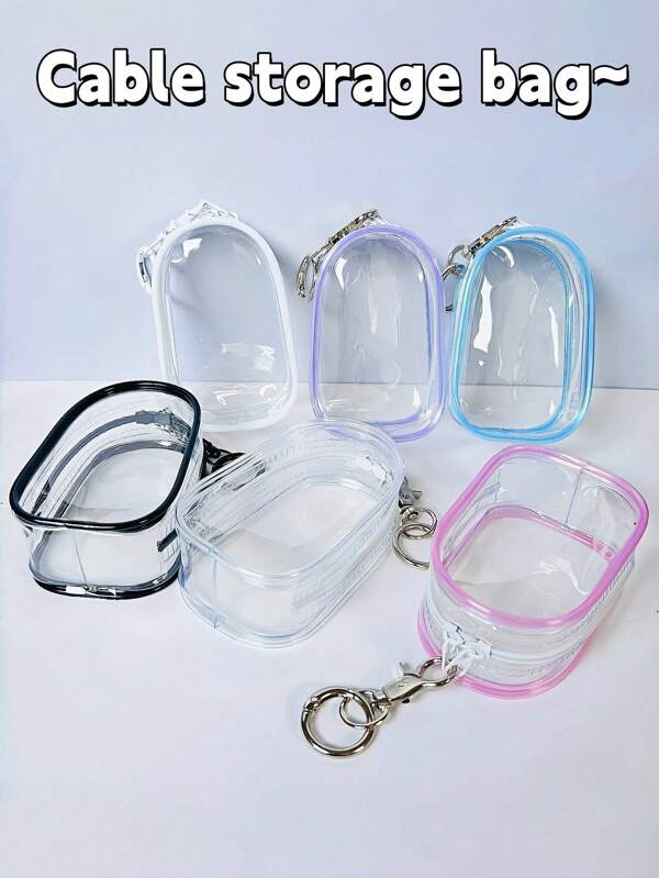 1pc Multifunctional Storage Pouch For Cosmetics, Earphones, Cables, Perfume, Keys, Bracelets, Clear Travel Organizer