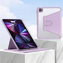 带铅笔槽的亚克力高透明度保护壳，适用于 Ipad 10/Air 4567/Mini 6/10.9 英寸/11 英寸/12.9 英寸/13 英寸 Apple 平板电脑，防震 - 紫色 - 查看 12