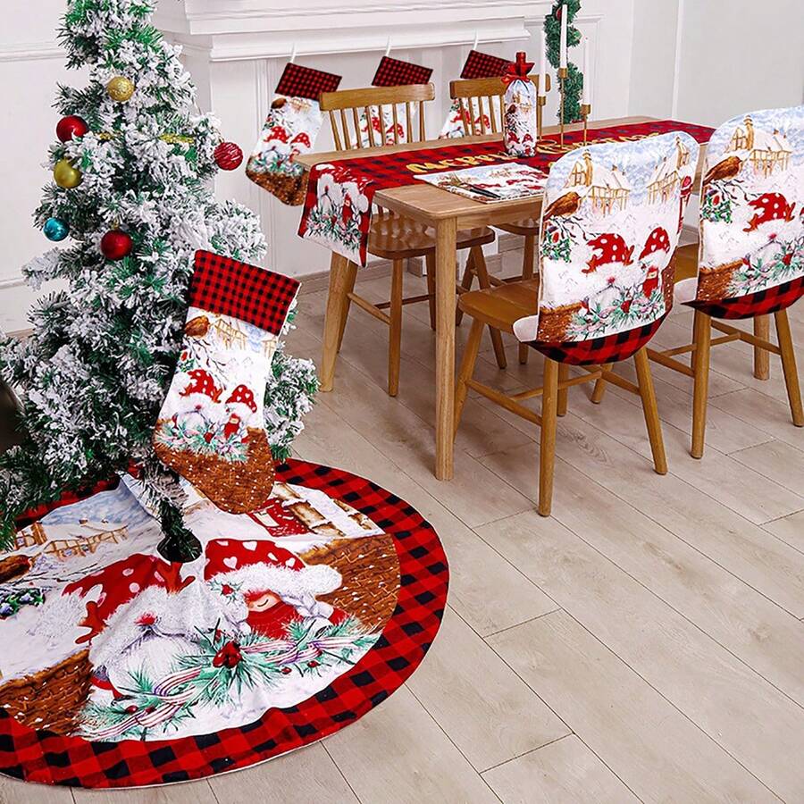 Bộ váy cây thông Noel, tạp dề Giáng sinh, tất Giáng sinh, bộ khăn trải bàn, đồ trang trí tiệc Giáng sinh mùa đông theo mùa, đồ trang trí nhà bếp trong nhà ngoài trời ngày lễ, đồ trang trí nhà cửa - Nhiều màu - Xem 1
