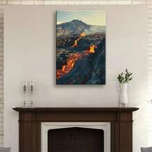 Phong cảnh núi lửa phun trào và núi lửa phun trào Phong cảnh thiên nhiên Poster Hình ảnh trang trí phòng Nghệ thuật căng ra và đóng khung Có khung/Không khung - Nhiều màu - Xem 3