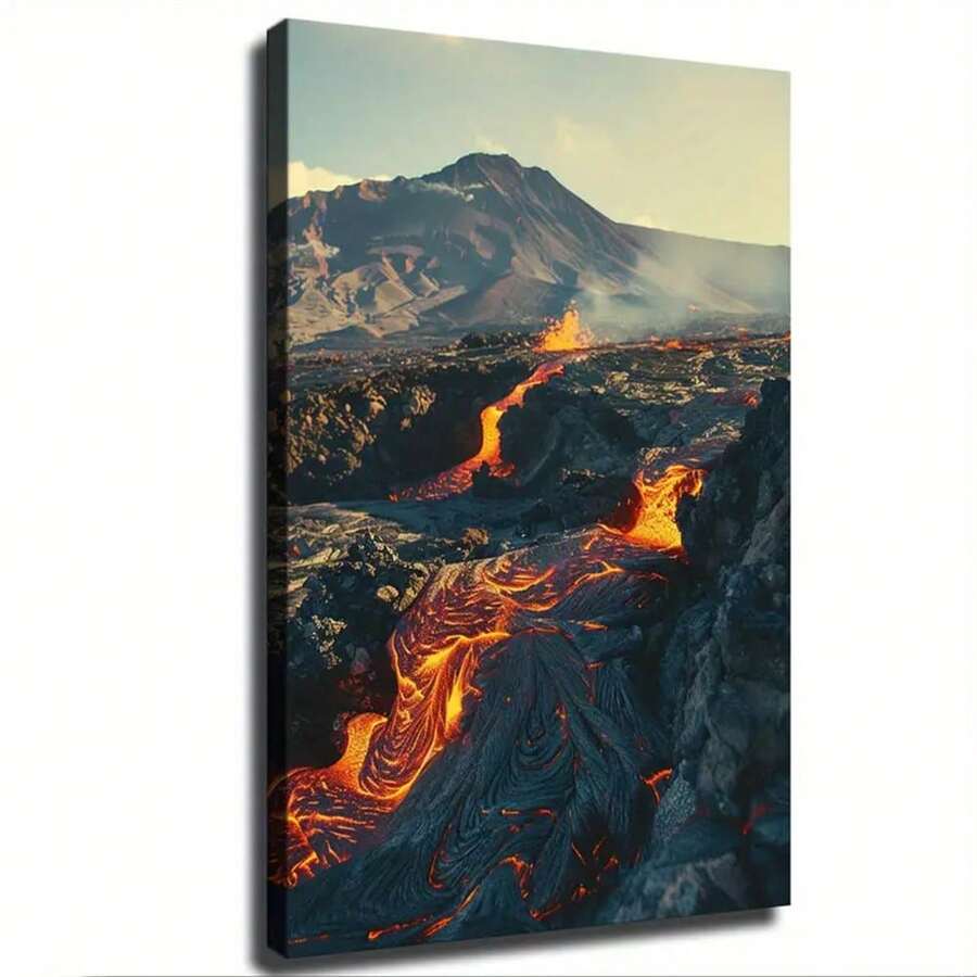 Phong cảnh núi lửa phun trào và núi lửa phun trào Phong cảnh thiên nhiên Poster Hình ảnh trang trí phòng Nghệ thuật căng ra và đóng khung Có khung/Không khung - Nhiều màu - Xem 1