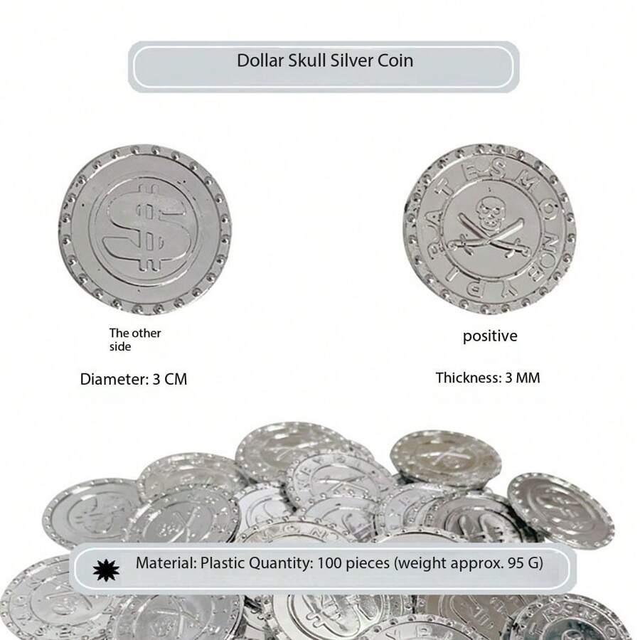 Pirate Treasure Chest Fake Coins Gold Silver Bronze Plastic Coins