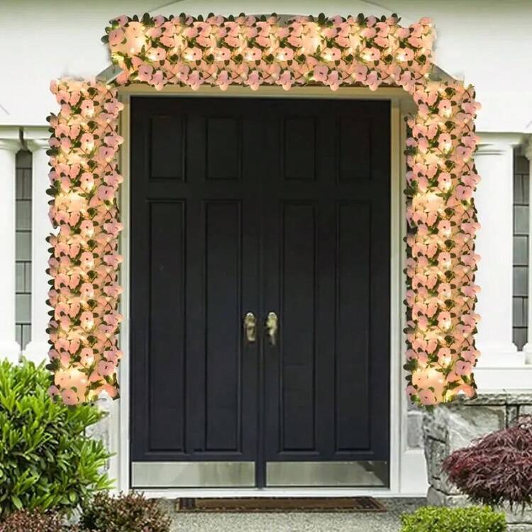 1 套 45 件粉色玫瑰花 LED 灯串，人造玫瑰花装饰灯，适用于卧室派对婚礼情人节圣诞节母亲节生日派对装饰，花园露台 - 彩色 - 查看 6