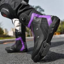 男女款优质摩托车靴，防水冬季探险靴 - 耐用、时尚、高速赛车、越野、适合比赛、防撞、户外探险、情侣、雪地 - 具有防撞帽和坚固的橡胶鞋底，有多种选择 - 紫色 - 查看 4