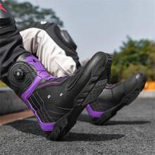 男女款优质摩托车靴，防水冬季探险靴 - 耐用、时尚、高速赛车、越野、适合比赛、防撞、户外探险、情侣、雪地 - 具有防撞帽和坚固的橡胶鞋底，有多种选择 - 紫色 - 查看 7