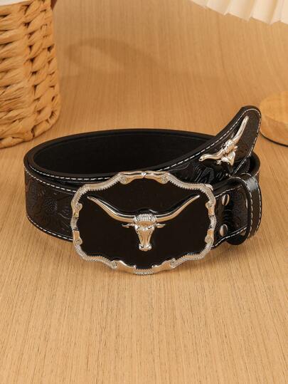 1 pieza Cinturón negro universal, adecuado para uso casual, bohemio, de piel de PU, con remaches punk, duradero, apto para vaqueros, ropa casual, actividades al aire libre, regalo para el Día de San Valentín, Halloween, Navidad, hombres y mujeres