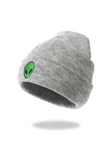 1 件冬季保暖男士刺绣外星人针织帽，寒冷天气滑雪帽冬季帽子无檐帽秋季服装 - 外星人 - 查看 16