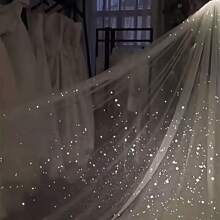 Sparkling Bridal Veil - Fairy-Inspired Starry Tulle, Polyester, Perfect For Wedding Photos & Fashion Accessory