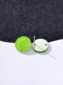 20pcs 14mm Candy-Colored Silver Powder Acrylic Steel Ear Studs Women's Fashion Jewelry DIY Earring Components