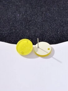 20pcs 14mm Candy-Colored Silver Powder Acrylic Steel Ear Studs Women's Fashion Jewelry DIY Earring Components