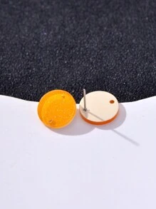 20pcs 14mm Candy-Colored Silver Powder Acrylic Steel Ear Studs Women's Fashion Jewelry DIY Earring Components
