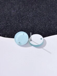 20pcs 14mm Candy-Colored Silver Powder Acrylic Steel Ear Studs Women's Fashion Jewelry DIY Earring Components
