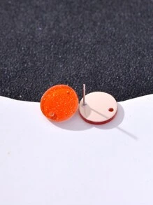 20pcs 14mm Candy-Colored Silver Powder Acrylic Steel Ear Studs Women's Fashion Jewelry DIY Earring Components