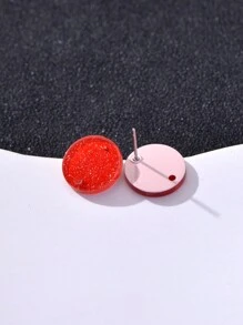20pcs 14mm Candy-Colored Silver Powder Acrylic Steel Ear Studs Women's Fashion Jewelry DIY Earring Components