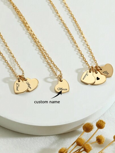 Customized Necklace Personalized Heart Pendant Engraved Name Necklace, Romantic Women's Necklace, Stainless Steel Jewelry Hearts Charms Necklace Personalized Gift, Women's Jewelry, Gift Valentine's Day Gifts Anniversary Gifts Valentines Silver Stylish, Fall Fashion, Casual, Contracted, Simple, Unisex, Hipster Unique Ideal Gifts For Her, Ideal Gifts For Him Girlfriend, Utilitarian Chic, Delicate Romance, Look Glamour