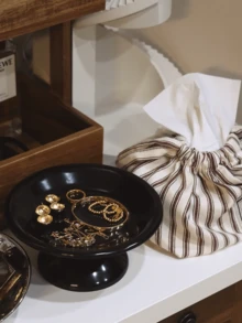 1 khay tròn màu kem tối giản theo phong cách Bắc Âu, dùng để lưu trữ ở phòng khách hoặc lối vào, đựng đồ trang sức, nước hoa, đồ có mùi thơm, đĩa đựng đồ để bàn, đĩa đựng trái cây - hình dạng - Xem 4