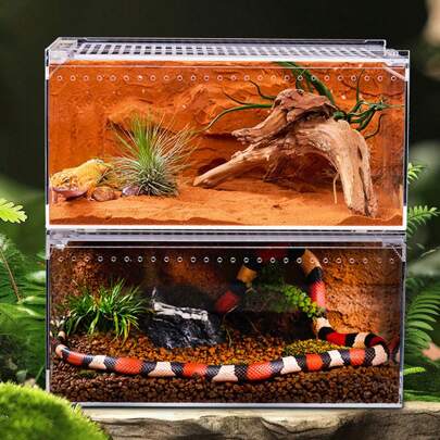 1pc Random Design Delivery, Lizard Pet Terrarium, Desert Landscape, Reptile Habitat, Suitable For Snake, Frog, Vivarium