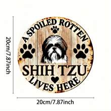 西施标志 - 1 件宠坏的狗家居艺术装饰，乡村农舍花园庭院牌匾，宠物爱好者礼物 7.87 英寸圆圈上下左右不同孔位置随机发货 - 彩色 - 查看 7