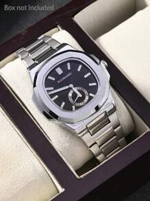 1pc Men's Business Style Calendar Stainless Steel Quartz Wrist Watch, Waterproof Date Display Quartz Watch - Silver - View 15