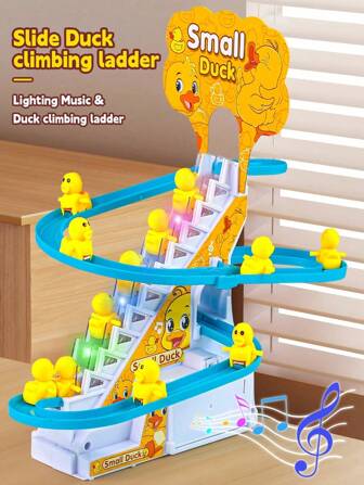 1 Set Of Duck Shaped Children's Toys For Climbing Stairs And Slides, Gravity Descent And Music Lights, Suitable For Children's Birthday Gifts And Educational Toys