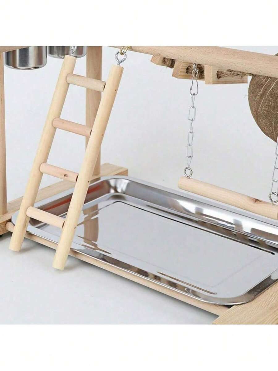 ToysPlaygym For Conure Cockatiel Lovebirds With Feeder Cups Ladders