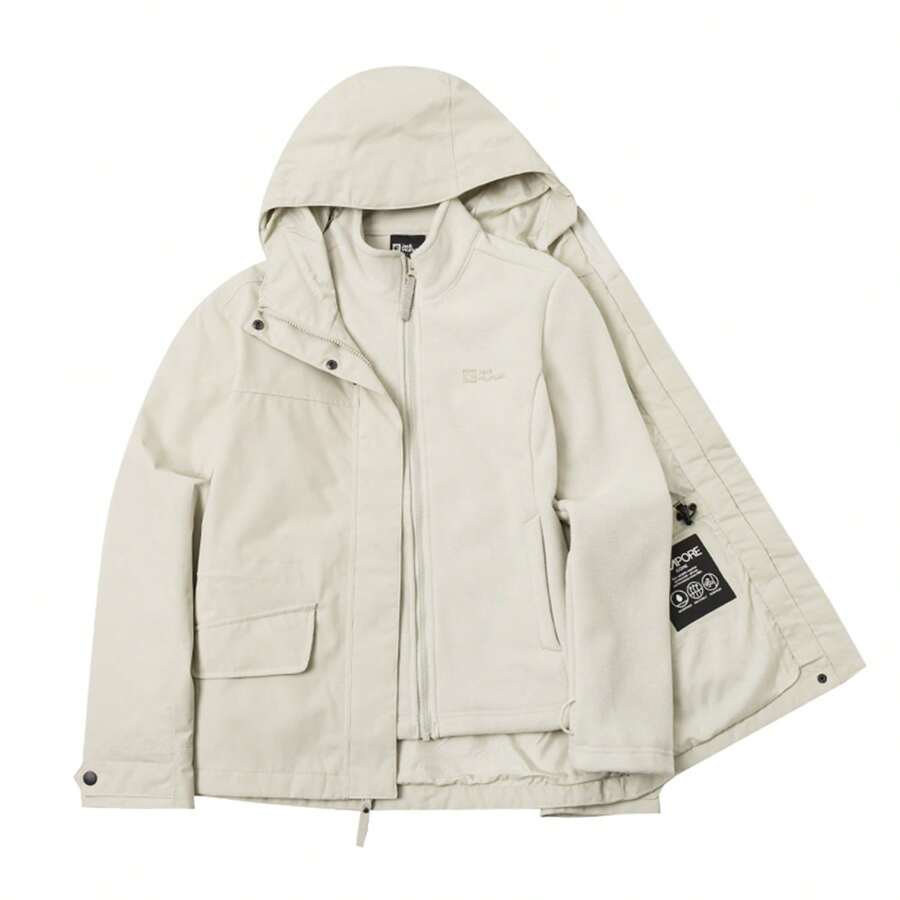 Jack Wolfskin 女士三合一抓绒户外外套 - 海豹白 - 查看 1