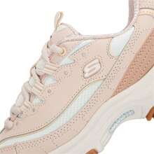 Skechers 女士轻便拼色透气休闲运动鞋，减震熊猫鞋。37 码及以上请订购小 0.5 码。 - 桃粉色 - 查看 4