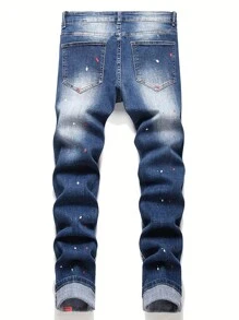 青少年男孩时尚破洞牛仔裤