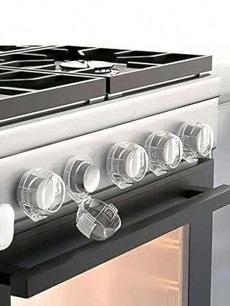 1pc 6cm(2.36in)*4.4cm(1.73in) Stove Knob Covers For Double-Key Design And Upgraded Universal Size Gas Knob Covers Clear View Oven Knob Covers For K And Pets, Gas Stove Knob Covers With Strong Adhesive Double-Sided Tape Oven Knob Covers, Stove Knob Cover, Upgraded Buckle Design Universal Size Gas Oven Knob Cover, Anti Stove Cover