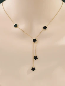 1 件奢华五叶草形状铜项圈项链吊坠，女士婚礼、毕业典礼和约会礼物