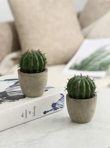 1 件人造多肉植物盆栽，各种装饰性人造多肉植物盆栽假仙人掌仙人掌植物带盆，情人节礼物生日毕业家居装饰返校房间装饰学校用品 - 綠色 - 查看 4