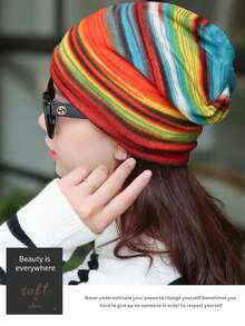 1 chiếc mũ len chui đầu cầu vồng mùa thu đông giản dị mới của Hàn Quốc thời trang mũ ba công dụng mũ ấm tháng mũ xoắn mũ len chui đầu yếm in sọc mũ đa năng mùa thu đông in họa tiết cà vạt mũ ấm dành cho nữ mũ len beanie hip hop dành cho cả nam và nữ mũ len mùa thu đông ấm áp mùa thu xuân dành cho nữ mũ thể thao ngoài trời mũ len beanie hoa giản dị mũ len beanie in sọc mũ đa năng - Nhiều màu - Xem 5
