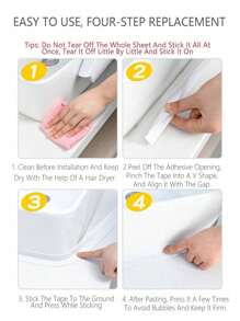 White/Black/Marble/Leaf/Flower Pattern Sealant Waterproof Sealant Mildew Proof Kitchen Sink Oil Proof Cooktop Sticker Water Block Strip Toilet Toilet Edge Seam Sealant - Multicolor - View 10