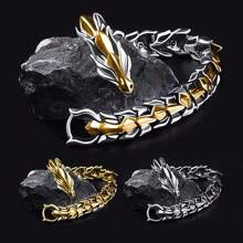 1pc 20CM Men's Viking Domineering Dragon Vintage Punk Hiphop Bangle Bracelet 3 Color Birthday Gift