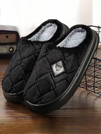 男士毛皮拖鞋 EVA 厚底条纹冬季毛绒保暖卧室鞋记忆泡沫柔软舒适男士拖鞋