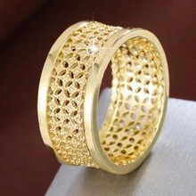 1枚时尚个性化四叶镂空设计戒指，女士休闲礼物 - 彩色 - 查看 12