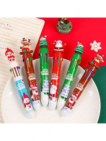 Random Assorted 10 Christmas Colors Pens For Office, School And Party, Christmas Pens, Christmas Stocking Stuffers, Christmas Writing Supplies,Christmas Bulk,Kids Toy,Christmas Colouring Book,Stocking Stuffers,Stocking Stuffers For Kids,Colouring Pens