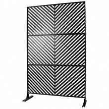 Outdoor & Indoor Privacy Screen Metal Privacy Screen 76" H*48" W, Freestanding Decorative Privacy Screen For Deck Balcony Patio, Privacy Fence Panels For Outside Lawn Garden PS113 BLACK - 黑色 - 查看 4
