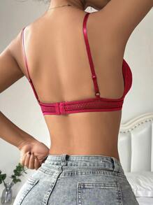 4 piezas Sujetador y bragas con encaje acorazonado inalámbricos, lencería - Multicolor - Ver 2