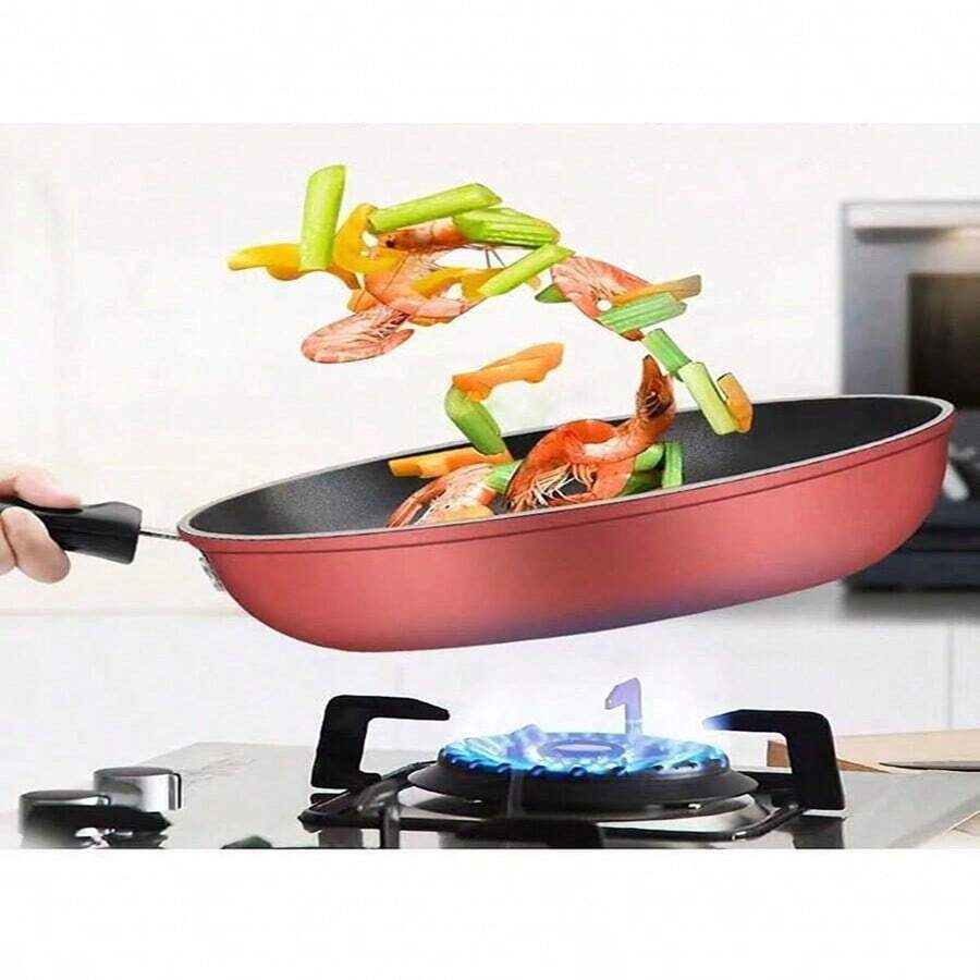 1pc 9.45Inch Red NonStick Frying Pan, Suitable For Induction Cooktop