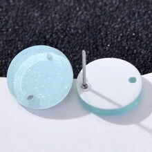 20pcs 14mm Candy-Colored Silver Powder Acrylic Steel Ear Studs Women's Fashion Jewelry DIY Earring Components
