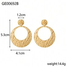 1 对女士不锈钢时尚水滴不对称褶皱耳环，独特金属高端耳环 - TZ188-8耳環 - 查看 16