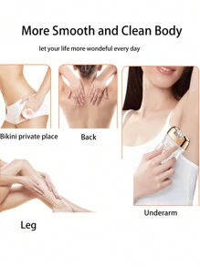 Kemei 新款脱毛器 KM-7102 电动脱毛器 无痛脱毛 女士体毛 腋毛 比基尼私密部位脱毛 女士足部磨毛器 光滑护肤套装 3 合 1 女士圣诞节或新年礼物 - 白色 - 查看 5