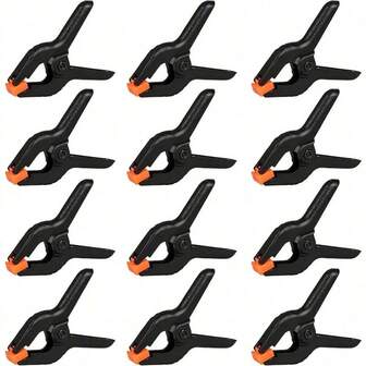 12 PCS Heavy-Duty Spring Clamps - Versatile, Strong Grip For Crafts, Photography & Woodworking"