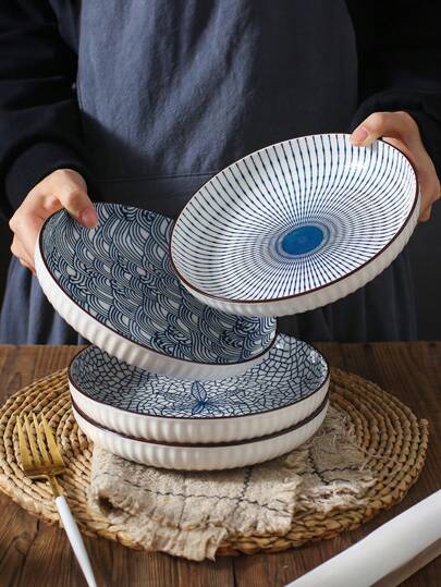 1 قطعة/4 قطع صحون خزفية للائحة، أدوات مائدة للمنزل والمطبخ، طبق لشريحة اللحم وأطباق غربية، ديكور للمطبخ والمنزل، مناسبة للحبوب والخضروات واللحوم والخبز، مناسبة للاستخدام الخارجي والأعراس والحفلات والهدايا وعيد الميلاد والمستلزمات المدرسية