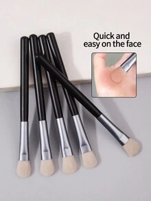 5件套迷你腮红眼影晕染刷多功能便携式软毛化妆刷，适合初学者，化妆刷套装，化妆刷组合，化妆刷套装，全套化妆工具，化妆刷套装，全套化妆工具，化妆刷套装，化妆刷套装，化妆礼盒套装 - 黑色 - 查看 2