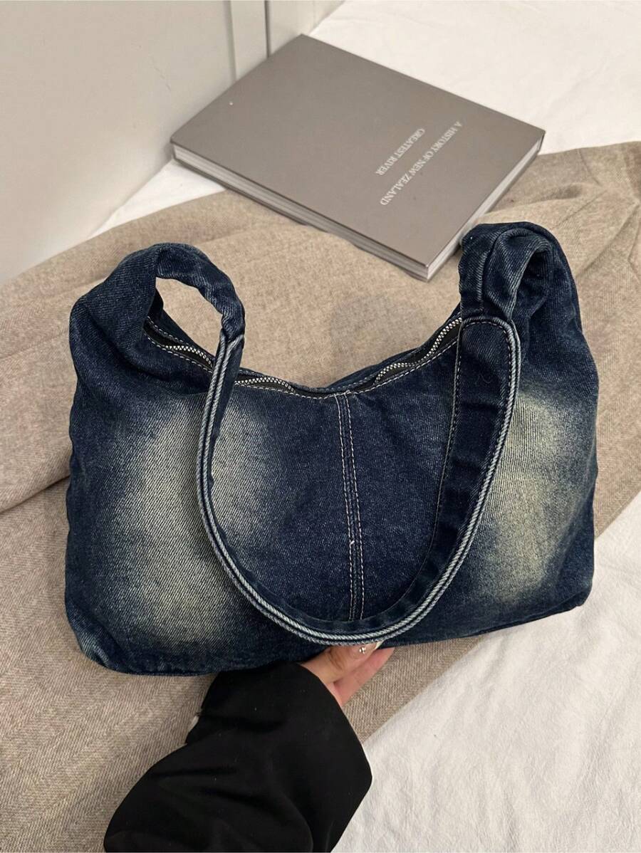 Women's Fashion Casual Washed Denim Backpack, Zipper AntiTheft